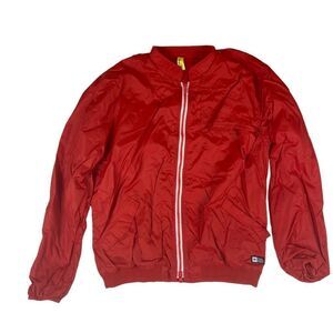 Analog Design Unlikely Futures Windbreaker Red Nylon Zipper Men's M Ribbing